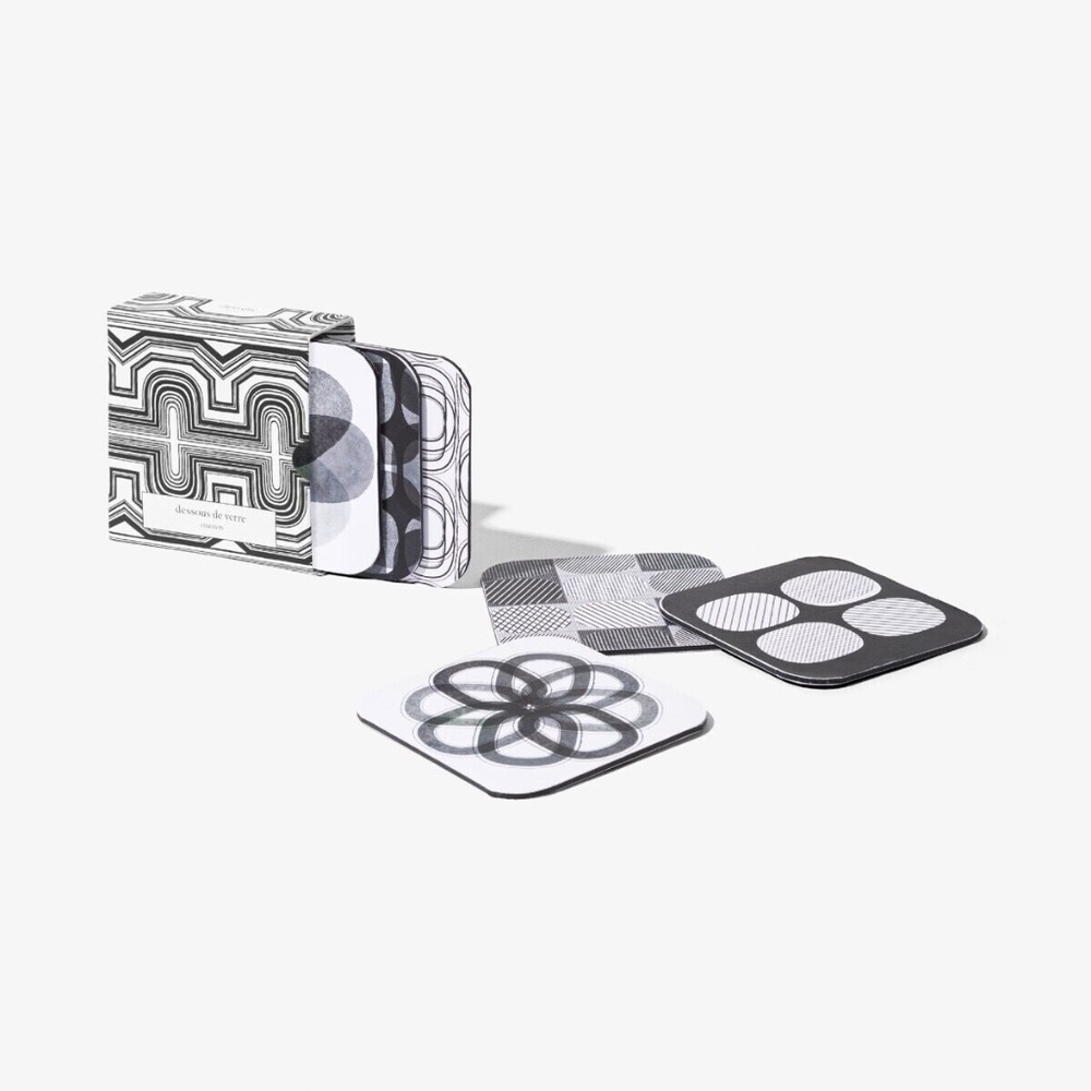 Diptyque Coasters - 12 printed black & white coasters